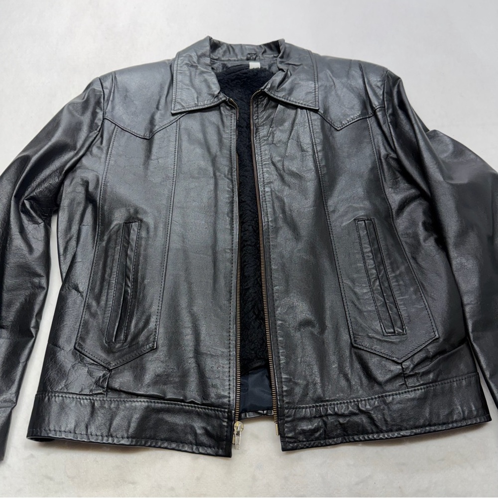 Vintage Jean Pierre Vintage Leather Jacket Faux Fur Removable Lining Men’s 42